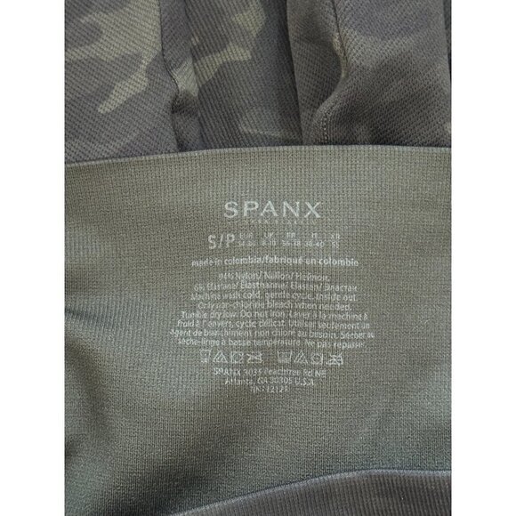 Spanx Activewear Look at Me Now Seamless Green Camo Crop Leggings Athleisure S/P - Picture 5 of 8